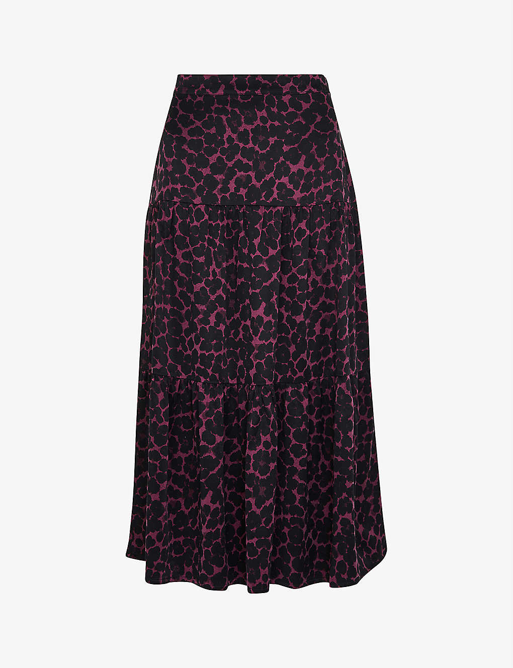 Whistles Womens Multi-coloured Leopard-print High-waist Woven Midi Skirt