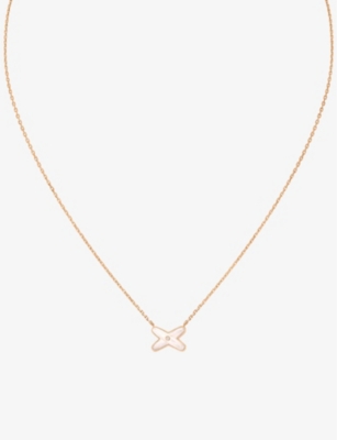 CHAUMET: Jeux de Liens 18ct rose-gold, 0.01ct brilliant-cut diamond and mother-of-pearl pendant necklace