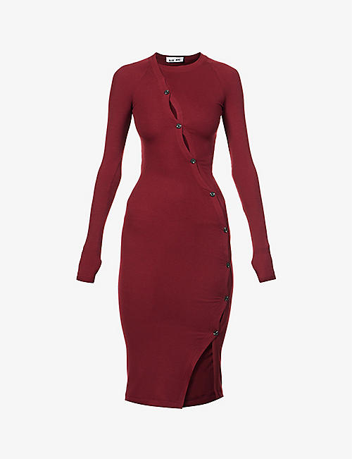 ALIX NYC: Pearson buttoned stretch-knitted midi dress