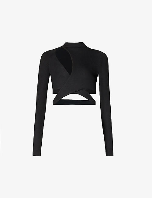 ALIX NYC: Dana cut-out cropped stretch-woven top