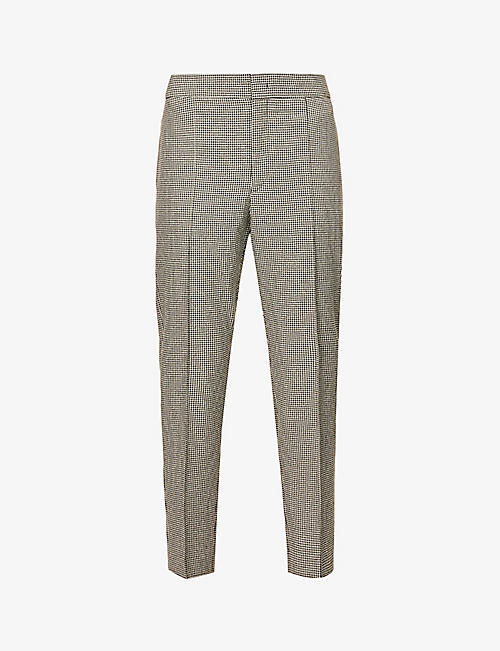 ISABEL MARANT: Sioliran check-print tapered-leg cotton-blend trousers