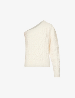 ISABEL MARANT ISABEL MARANT WOMEN'S ECRU BLAINE ONE-SLEEVED COTTON-BLEND KNITTED TOP,62471320