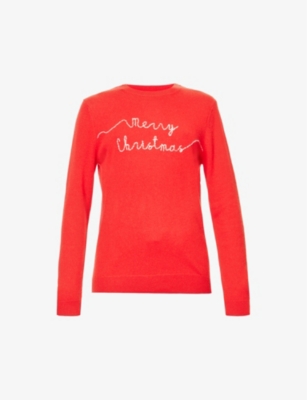 Chinti & Parker Merry Christmas Wool And Cashmere-blend Jumper In Red