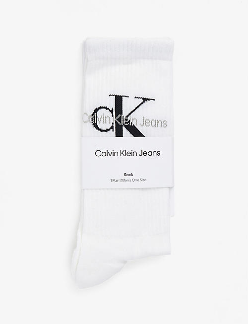 CALVIN KLEIN: Brand-print ribbed cotton-blend socks