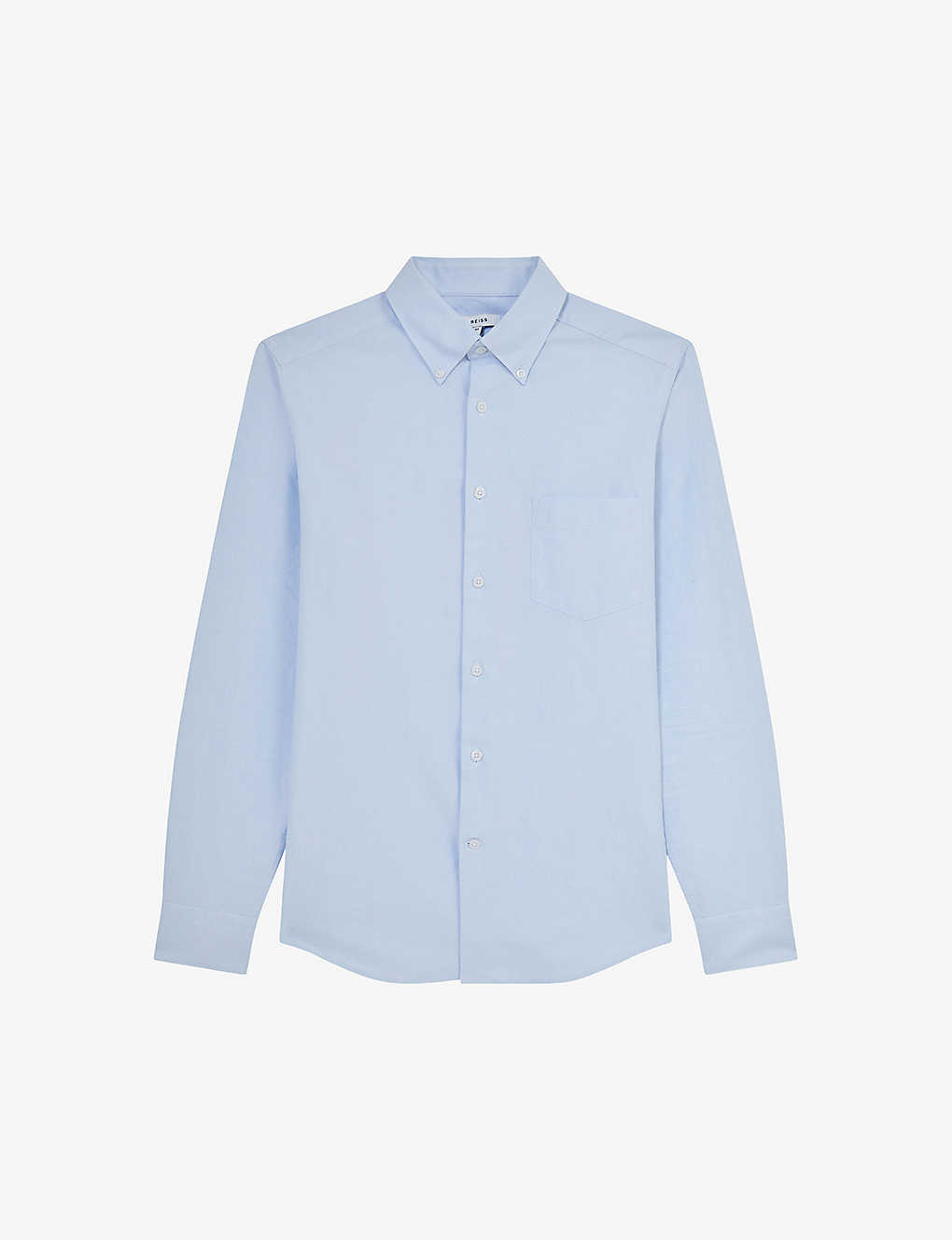 Reiss Mens Soft Blue Greenwich Slim-fit Long-sleeve Cotton Shirt