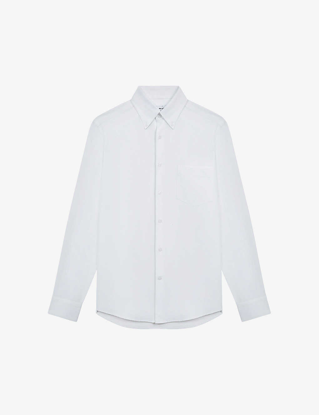 Reiss Mens White Greenwich Slim-fit Long-sleeve Cotton Shirt