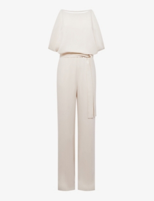 Reiss Koa Drape Bridal Jumpsuit In Ivory