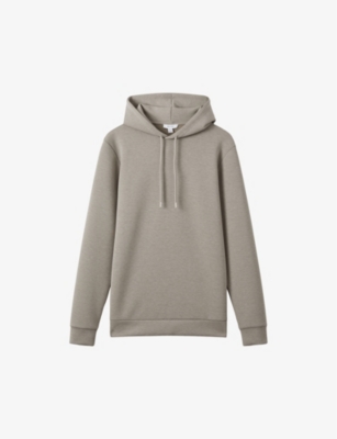 Shop Reiss Men's Taupe Fabien Long-sleeve Stretch-jersey Hoody