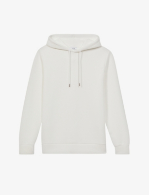 Reiss Mens White Fabien Long-sleeve Stretch-jersey Hoody