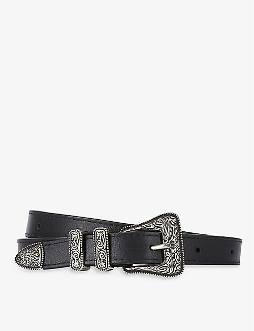 THE KOOPLES: Engraved buckle leather belt