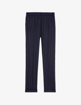 The Kooples Womens Bla29 Stripe-print Straight-leg Woven Trousers