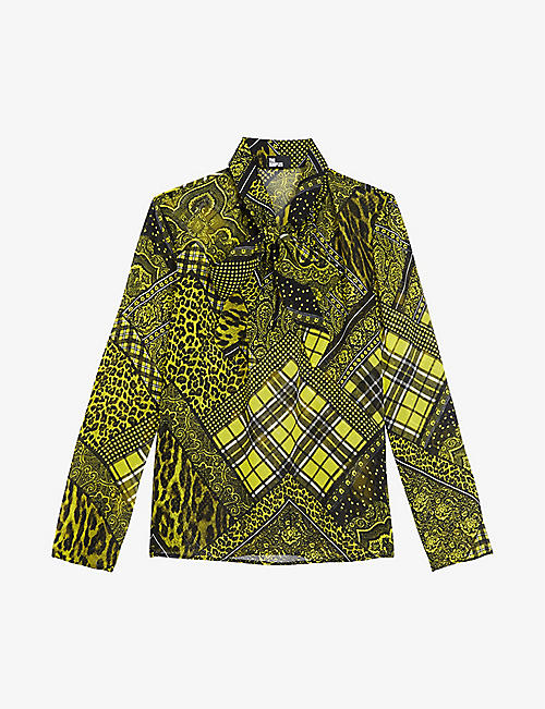 THE KOOPLES: Tie-neck printed woven blouse