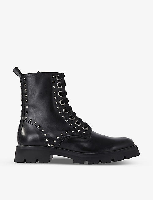 THE KOOPLES: Studded lace-up leather ankle boots