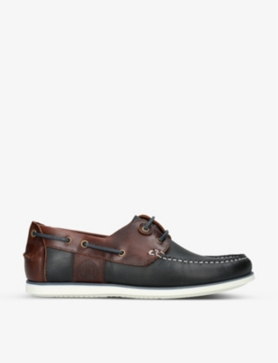 BARBOUR: Wake logo-debossed leather boat shoes