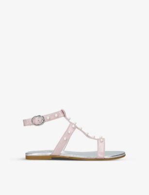 MONNA LISA - Studded caged patent-leather sandals 9-10 years