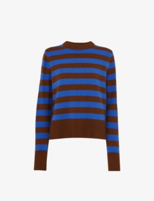 WHISTLES: Stripe-detail ribbed wool jumper