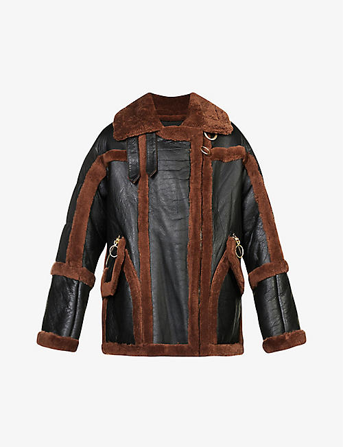 NICOLE BENISTI: Montaigne logo-appliqué shearling coat