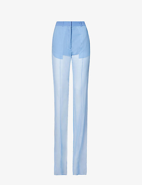 NENSI DOJAKA: Wide-leg high-rise silk-crepe trousers