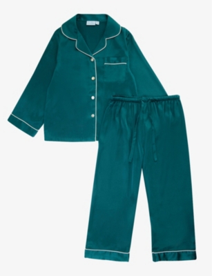 Personalised Black Satin Long Sleeve Pyjama Set By Mini Lunn