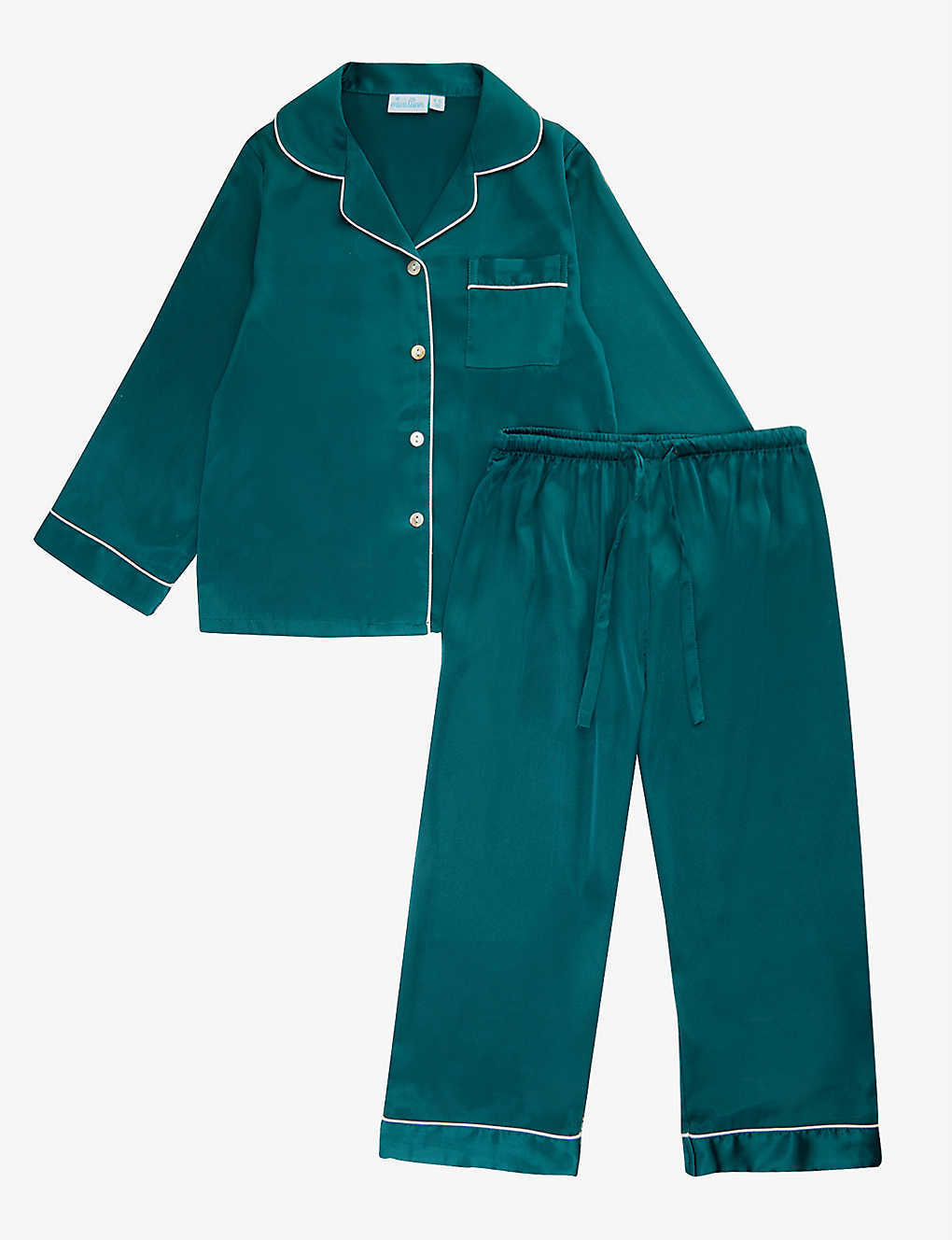 Mini Lunn Girls Green Kids Relaxed-fit Satin Pyjama Set 2-11 Years