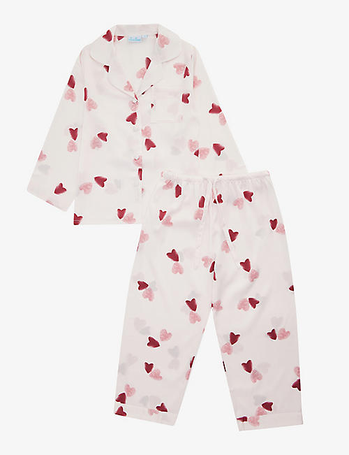 MINI LUNN: Heart-print woven pyjama set 2-7 years