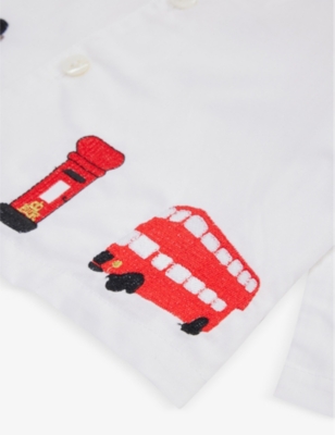 Shop Mini Lunn Girls White Kids London-embroidered Cotton-poplin Pyjama Set