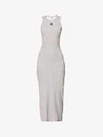 LOEWE: Anagram-embroidered split-hem stretch-cotton midi dress