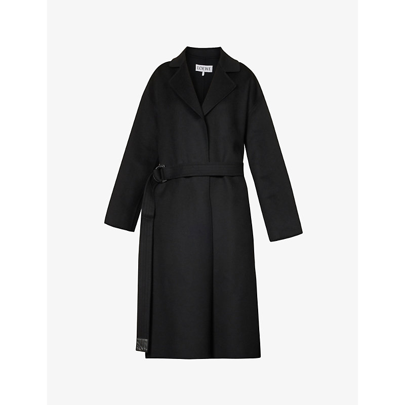 Loewe Wool-cashmere Belted Coat In Black