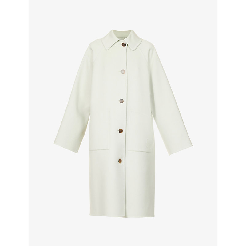 Loewe Womens Pale Celadon Single-breasted Wool And Cashmere-blend Coat In Multi