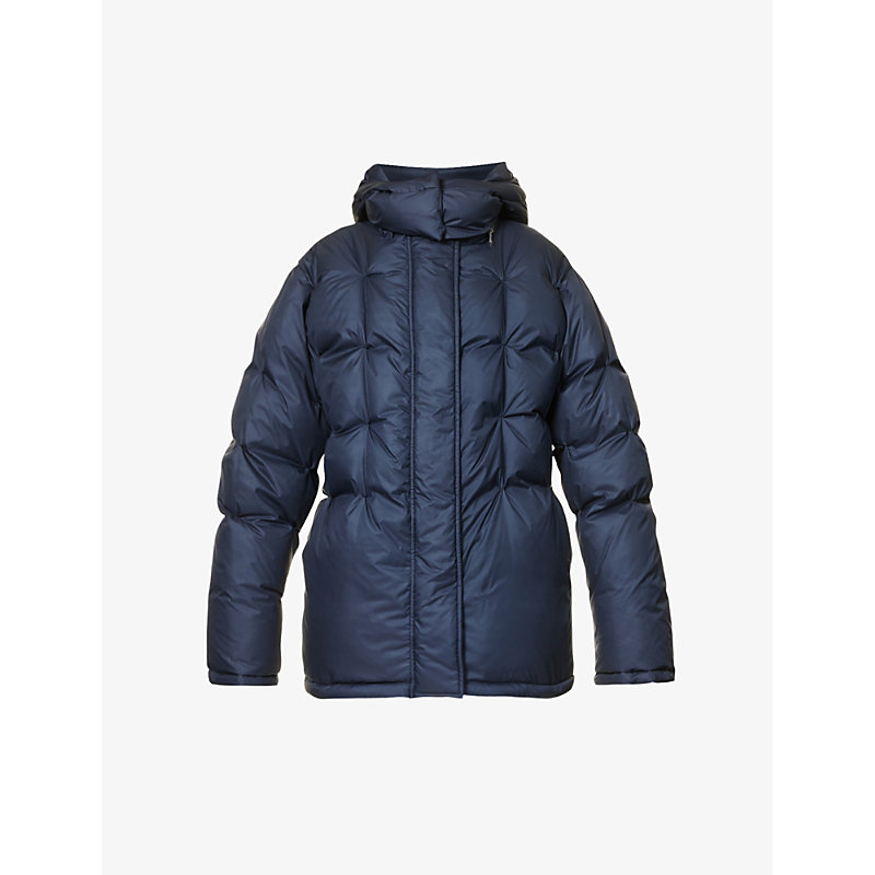 Loewe Womens Dark Navy Blue Quilted High-neck Regular-fit Shell-down Coat