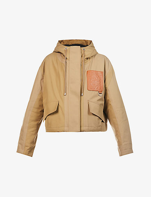 LOEWE: Anagram logo-patch cropped quilted cotton jacket