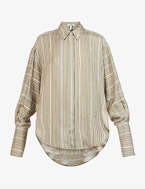 LOEWE: Striped relaxed-fit silk shirt
