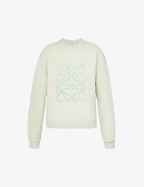 LOEWE: Logo-embroidered round-neck cotton sweatshirt