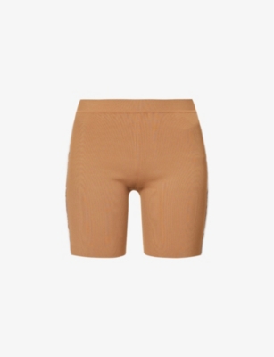 Loewe Womens Brown Logo-embroidered High-rise Stretch-woven Shorts