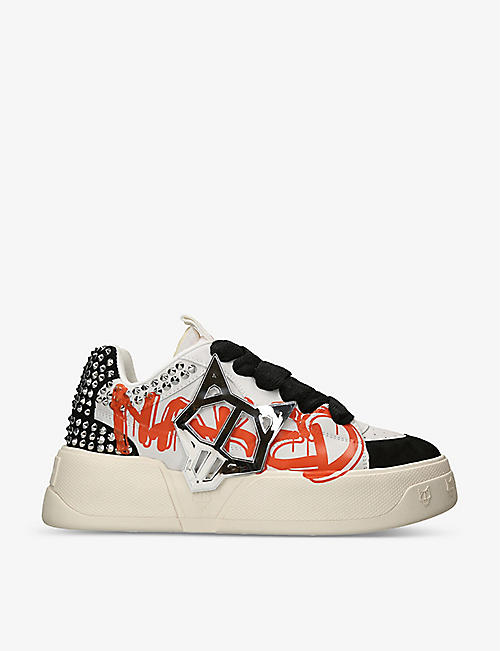 NAKED WOLFE: Kosa graffiti-print leather low-top trainers