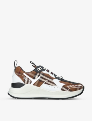 Burberry Sean Check-print Leather Low-top Trainers In White/comb