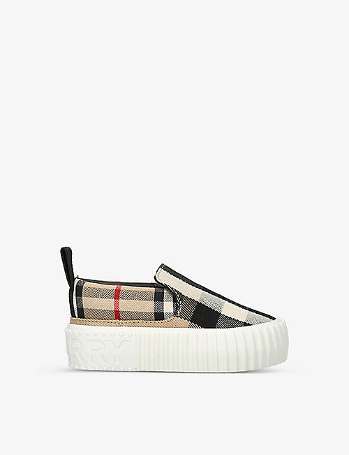 BURBERRY: Andrew check-print canvas shoes 2-4 years