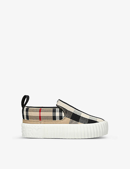 BURBERRY: Andrew check-print canvas shoes 5-9 years