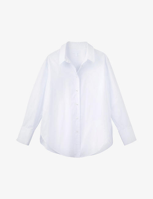 THE WHITE COMPANY: Curved-hem oversized cotton-poplin shirt