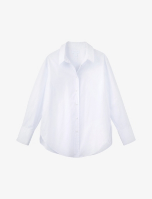 The White Company Womens White Curved-hem Oversized Cotton-poplin Shirt