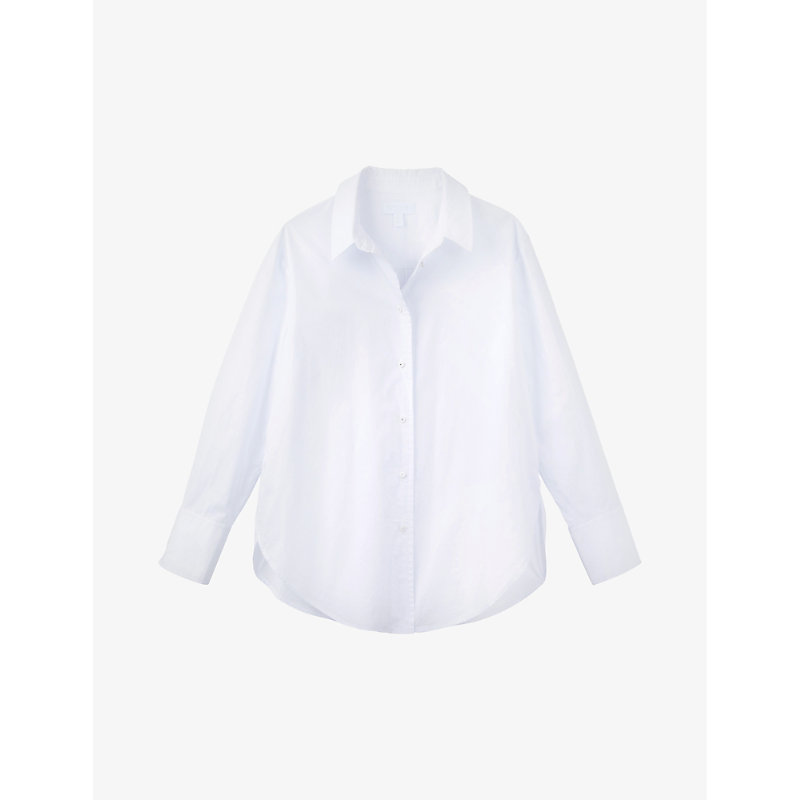 The White Company Womens White Curved-hem Oversized Cotton-poplin Shirt