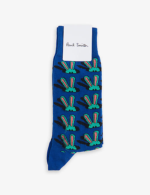 PAUL SMITH: Pop rabbit-print stretch-cotton-blend socks