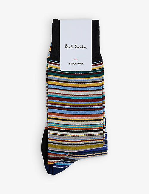 PAUL SMITH: Striped signature cotton-blend socks