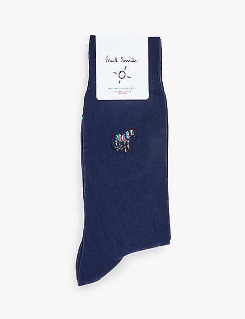PAUL SMITH: Zebra-embroidered stretch-cotton blend socks