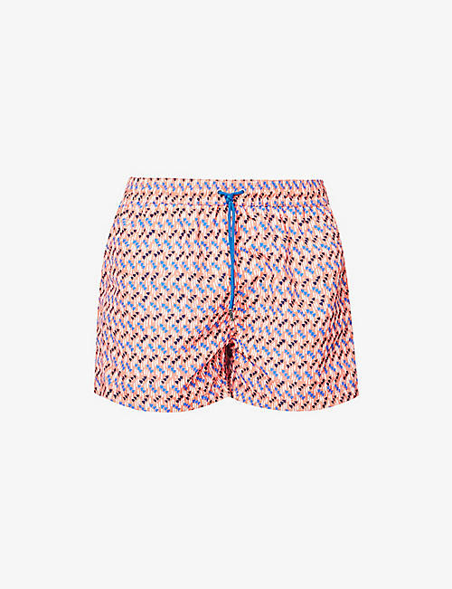 PAUL SMITH: Geometric-print recycled-polyester swim shorts