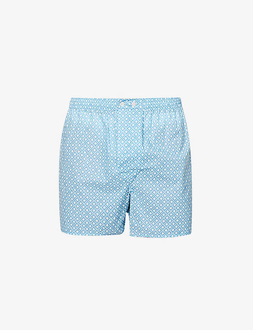 DEREK ROSE: Graphic-pattern cotton-poplin boxer shorts