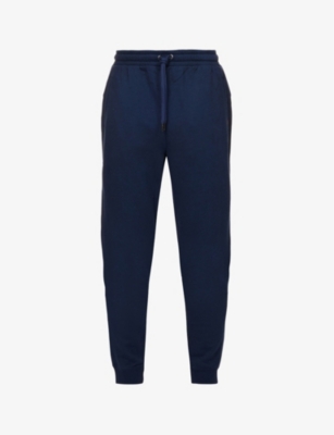Derek Rose Mens Blue Quinn Relaxed-fit Mid-rise Cotton-blend Jogging Bottoms