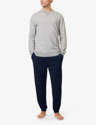 Derek Rose Mens Quinn Relaxed-fit Mid-rise Cotton-blend Jogging Bottoms Navy In Navy