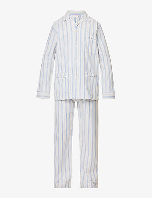 DEREK ROSE: Kelburn stripe cotton pyjama set