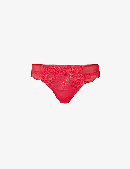 WACOAL: Ravissant embroidered stretch-lace tanga briefs